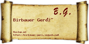 Birbauer Gerő névjegykártya
